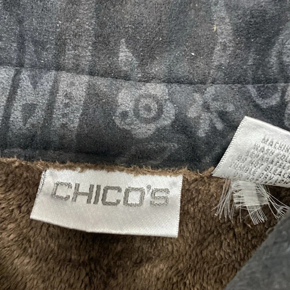Chico's Women's Jacket Velvet Soft Black with Brown Lining Size 1 Us size 8/M - Picture 6 of 10